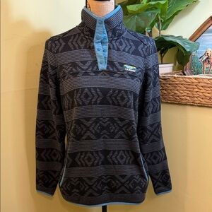 L.L. Bean Black Gray and Blue Patterned Sweater